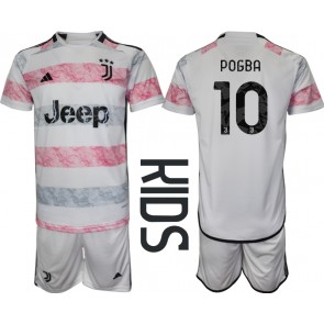 Juventus Paul Pogba #10 Borta Kläder Barn 2023-24 Kortärmad (+ Korta byxor)